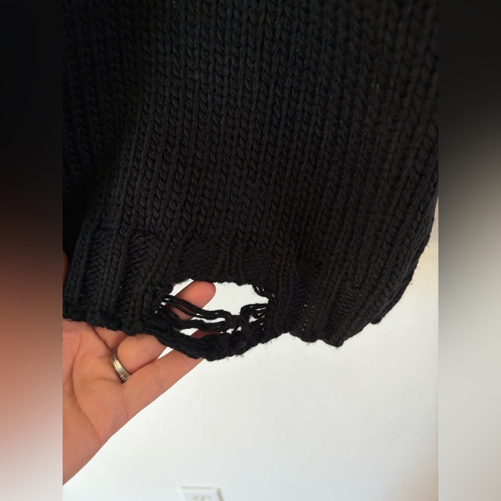 Mastermind World Black Distressed Knit Cotton Skull Sweater Size Large - Picture 7 of 16